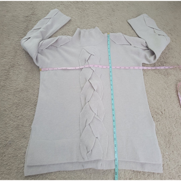 Robert Rodriguez Braided Sweater Womens M Wool Cashmere Knit Turtleneck Beige - Picture 4 of 11